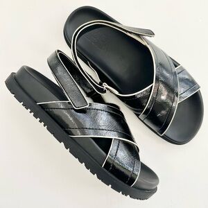 ZARA | PATENT BOLD CROSS SANDAL GREEK STYLE CHUNKY PLATFORM RUBBER SOLE CHYPRE
